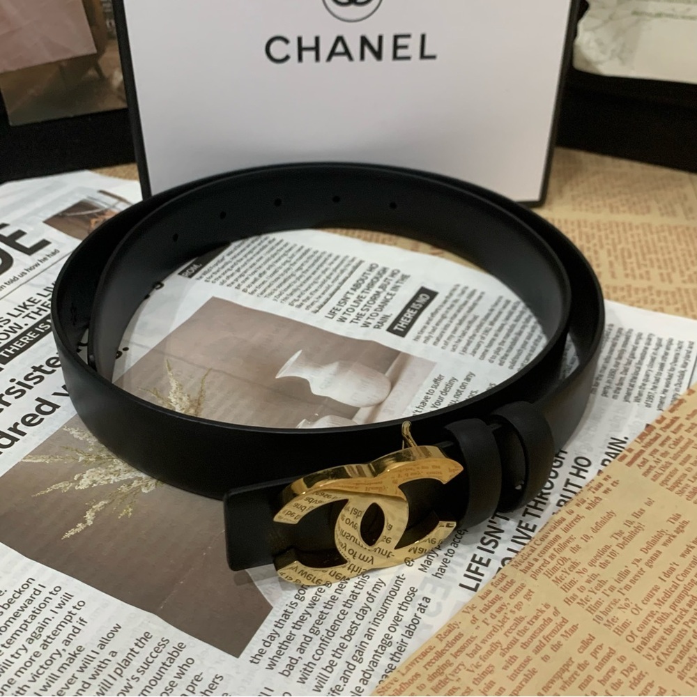 Chanel Women's Black Belt SZ 95 - Picture 2 of 4